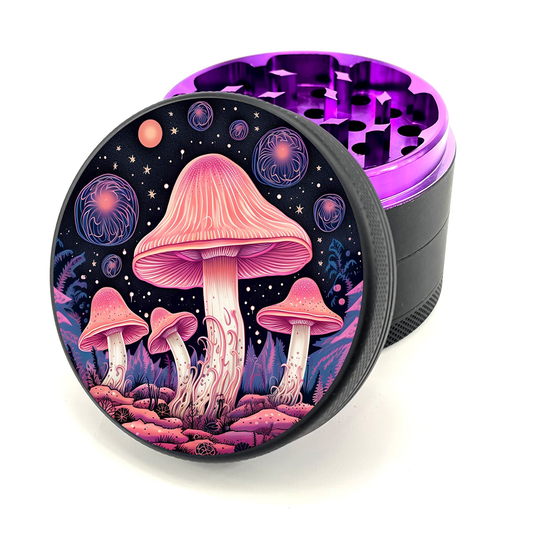 Green Star | 2.5" (63mm) Herb Grinder - Psychedelic Mushrooms Design_0