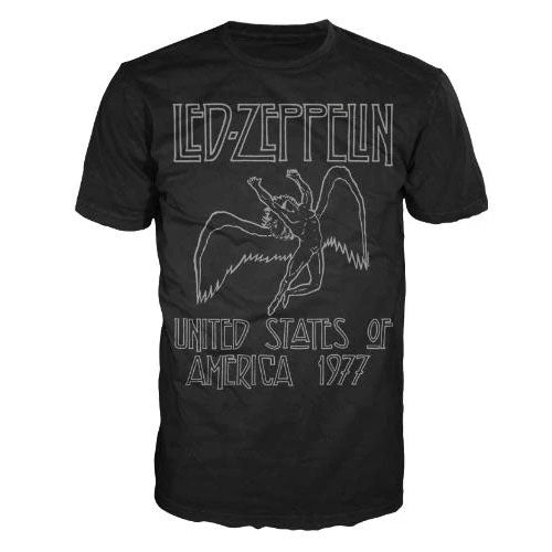 Led Zeppelin | "Swan 77 Distressed" Men's T-Shirt Black - Officially Licensed_0